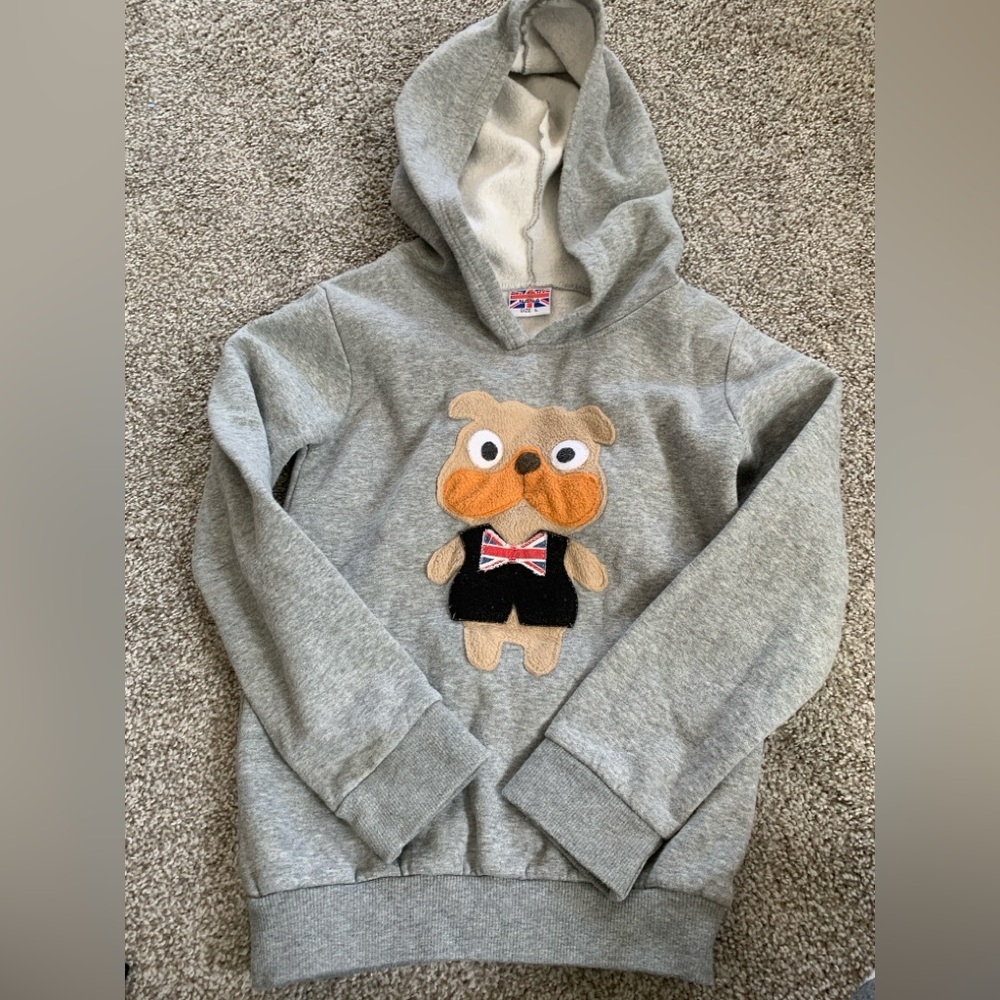 Tiffany & Co. Grey Kids Hoodie with Bulldog Applique
